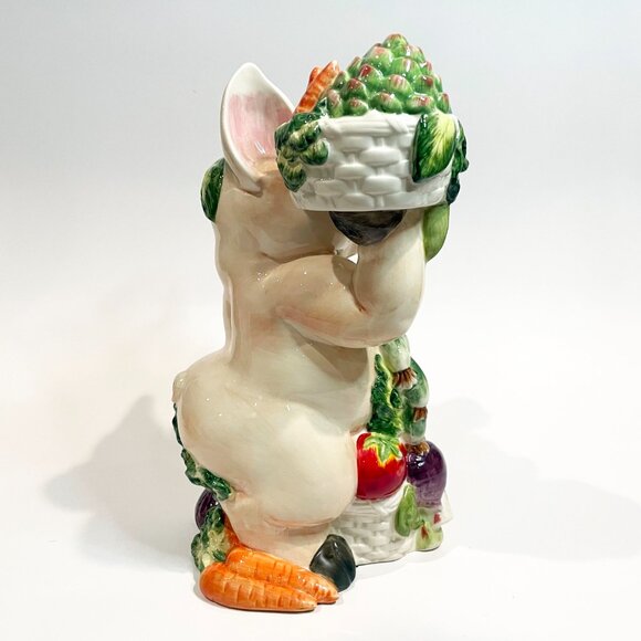 Fitz and Floyd Essentials Percy The Pig Figurine 12” Majolica Kitchen Garden - Picture 4 of 6